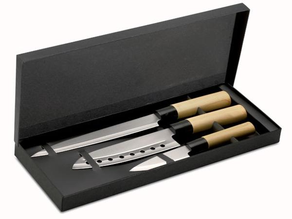 Set de 3 Couteaux Style Japonais dans un Coffret