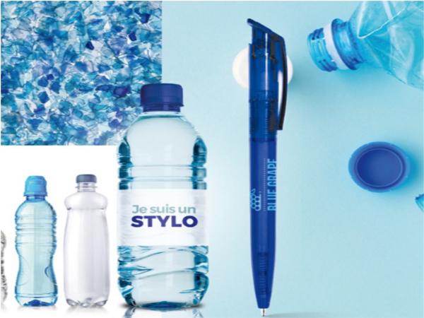 Stylo Bille Bleue Plastique en Matière Recyclée rPET - visuel 3