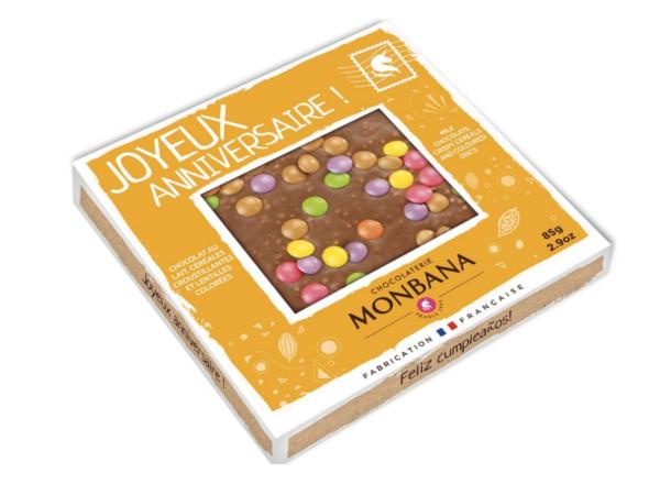 Tablette Message Chocolat au Lait MONBANA 85 g