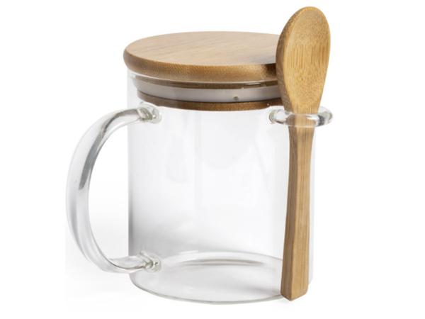 Mug de 420 ml avec Couvercle et Cuillère en Bambou - visuel 3