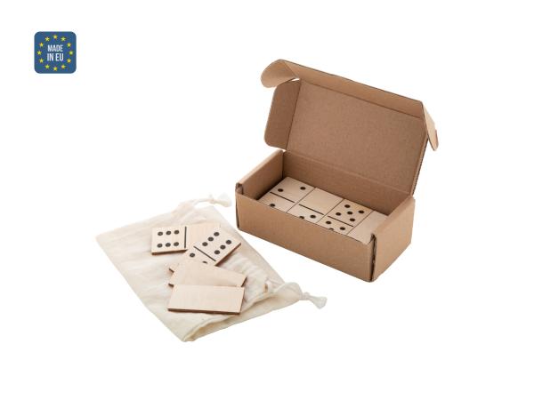 Dominos de 28 Pièces  en Bouleau dans une Pochette Coton