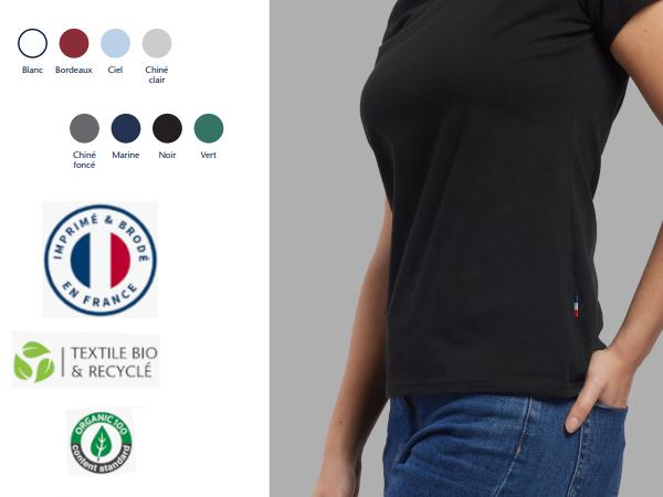 T-Shirt COULEUR  Femme en Coton Bio 180g Made In France - visuel 3