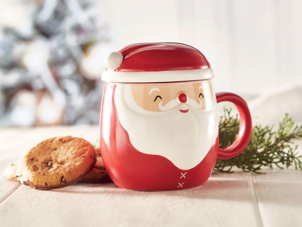 Mug en Céramique avec Couvercle de 370 ml Décor Noël