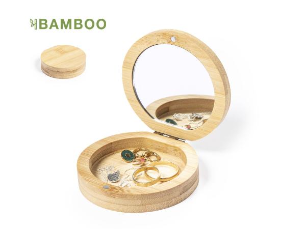 Boîte à Bijoux en Bambou avec Miroir de Poche 