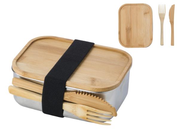 Lunch Box de 600 ml avec Couverts en Acier et Bambou