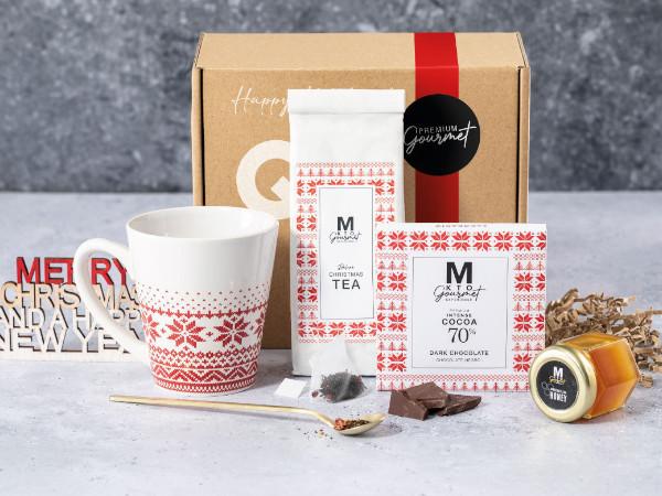 Set de Noël avec Mug en Céramique, Miel, Thé et Chocolat