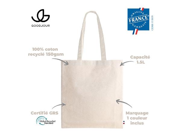Sac Shopping Coton Recyclé 150 g Origine FRANCE
